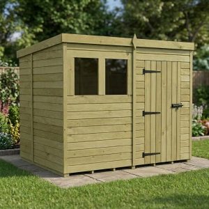 8 x 6 Pent Shed (Single Door, With Windows)
