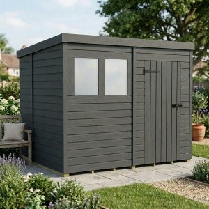 8x6 Pent Composite Shed (Single Door, With Windows)