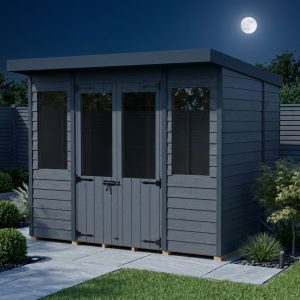 8x6 Composite Pent Summer House (Double Doors, With Windows)