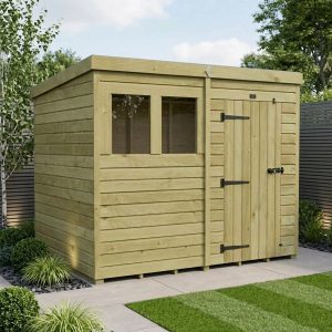 8 x 7 Pent Shed (Single Door, With Windows)