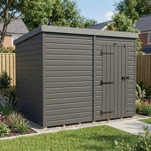 8x7 Pent Composite Shed (Single Door, No Windows)
