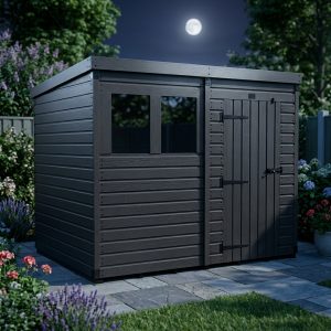 8x7 Pent Composite Shed (Single Door, With Windows)