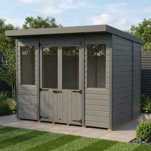 8x7 Composite Pent Summer House (Double Doors, With Windows)