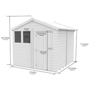 8 x 8 Apex Shed (Single Door, With Windows)