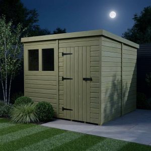8 x 8 Pent Shed (Single Door, With Windows)
