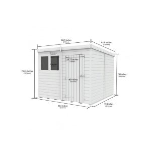 8x8 Pent Composite Shed (Single Door, No Windows)