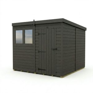 8x8 Pent Composite Shed (Single Door, With Windows)
