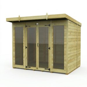 8 x 8 Pent Summer House (Full Height Window)