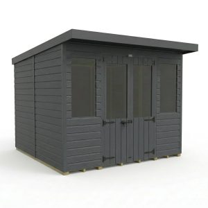 8x8 Composite Pent Summer House (Double Doors, With Windows)