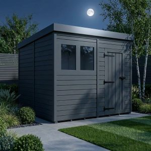 8x9 Pent Composite Shed (Single Door, With Windows)