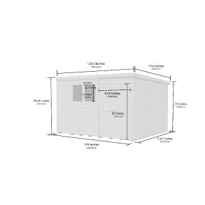 9 x 10 Pent Shed (Double Door, No Windows)