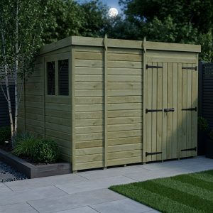 9 x 10 Pent Shed (Double Door, With Windows)