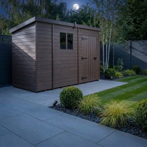 9x4 Pent Composite Shed (Single Door, With Windows)
