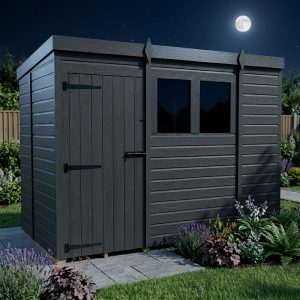 9x5 Pent Composite Shed (Single Door, With Windows)