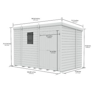 9 x 6 Pent Shed (Double Door, With Windows)
