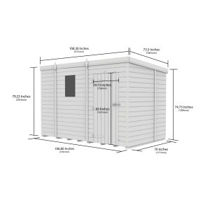 9 x 6  Security Pent Shed (Single Door)