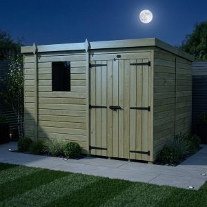 9 x 7 Pent Shed (Double Door, With Windows)