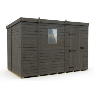 9x7 Pent Composite Shed (Single Door, With Windows)