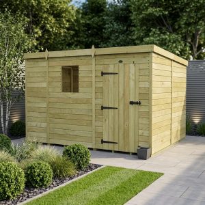 9 x 8 Pent Shed (Single Door, With Windows)
