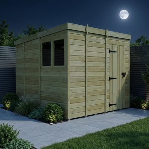 9 x 9 Pent Shed (Double Door, With Windows)