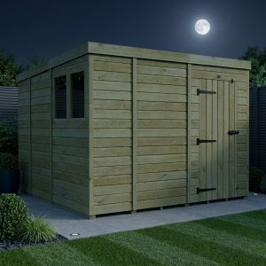9 x 9 Pent Shed (Single Door, With Windows)