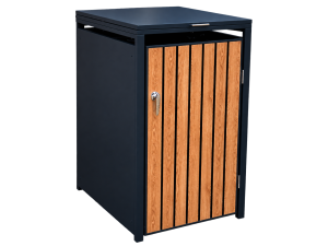Wood Effect Single Wheelie Bin Cover – Galvanised Steel