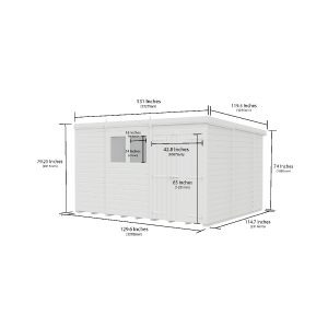 11 x 10 Pent Shed (Double Door, No Windows)