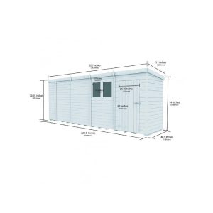 19 x 4 Pent Shed (Single Door, No Windows)