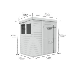 6 x 4 Pent Shed (Double Door, With Windows)