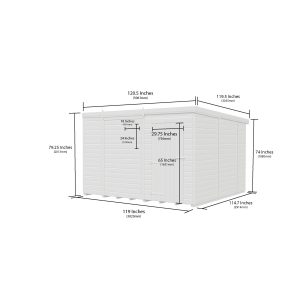 10 x 10 Pent Shed (Single Door, No Windows)