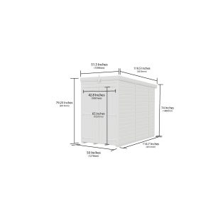 4 x 10 Pent Shed (Double Door, No Windows)