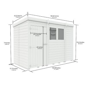 9 x 5 Pent Shed (Single Door, With Windows)