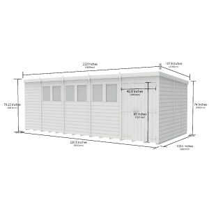 19 x 9 Pent Shed (Double Door, With Windows)