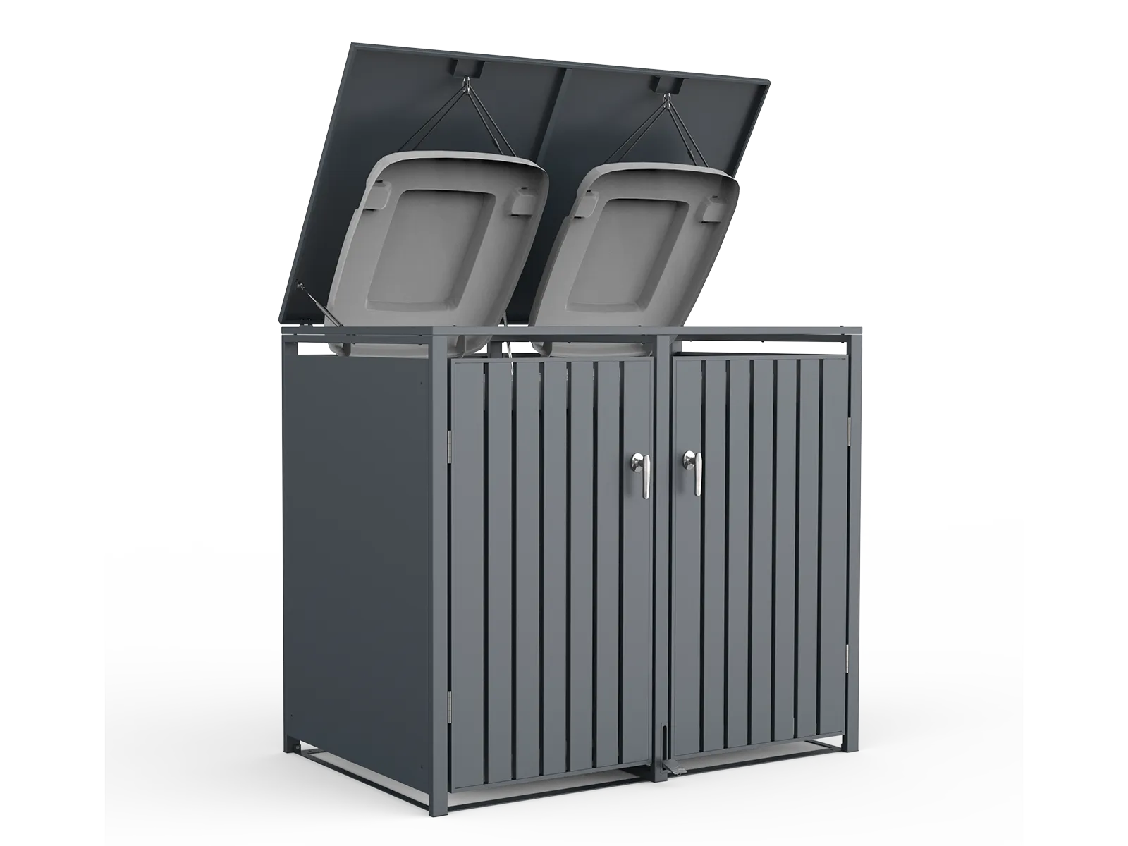 Anthracite Double Wheelie Bin Cover – Galvanised Steel - Image 3
