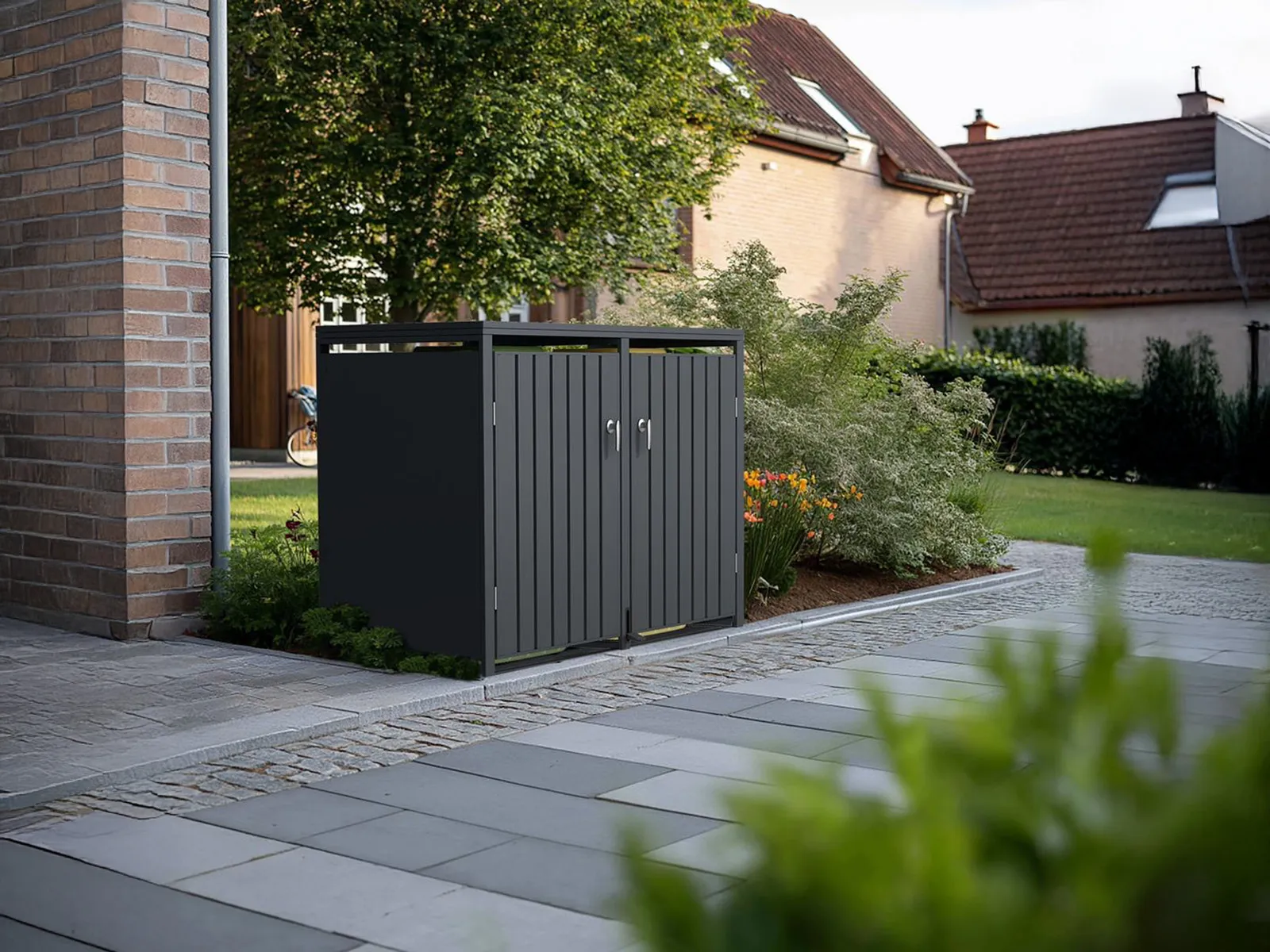 Anthracite Double Wheelie Bin Cover – Galvanised Steel - Image 4