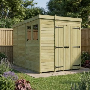 6 x 9 Pent Shed (Double Door, With Windows)
