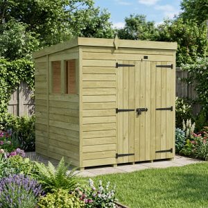 6 x 5 Pent Shed (Double Door, With Windows)