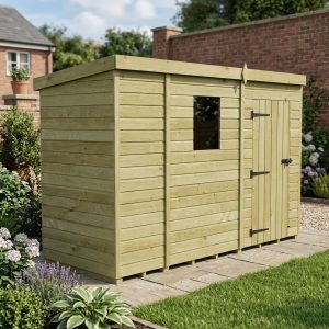 9 x 4 Pent Shed (Single Door, With Windows)