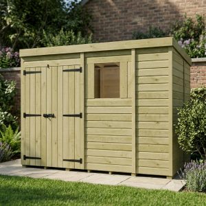 9 x 5 Pent Shed (Double Door, With Windows)