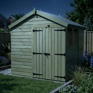 8 x 7 Apex Shed (Double Door, With Windows)
