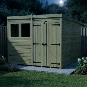8 x 10 Pent Shed (Double Door, With Windows)