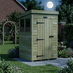 4 x 4 Pent Shed (Single Door, With Windows)