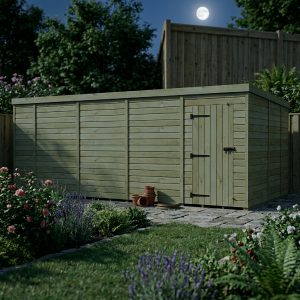 18 x 9 Pent Shed (Single Door, No Windows)