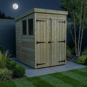 4 x 5 Pent Shed (Double Door, With Windows)