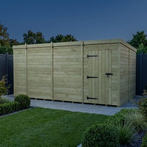 14 x 8 Pent Shed (Single Door, No Windows)