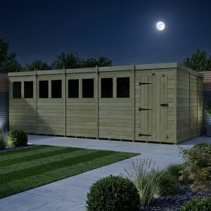 20 x 9 Pent Shed (Single Door, With Windows)