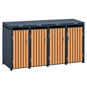Wood Effect Quad Wheelie Bin Cover – Galvanised Steel