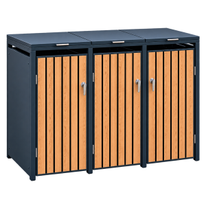 Wood Effect Triple Wheelie Bin Cover – Galvanised Steel