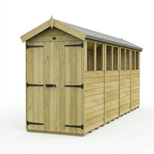 4 x 16 Apex Shed (Double Door, With Windows)